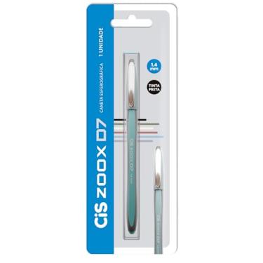 Imagem de Caneta Esferográfica CIS ZOOX D7 1.4mm, Corpo Azul - Tinta Preta, Blister com 1 unidade