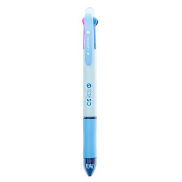 Imagem de Caneta 5 em 1 CIS Azul Pastel + Grafite 0.7mm – 4 Cores + Lapiseira, Grip Emborrachado, Borracha no Topo, Escrita Suave