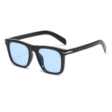 Imagem de Óculos de sol vintage masculino anti-luz azul, óculos de sol da moda, óculos de direção degradê, leopardo, preto, azul, 142 mm