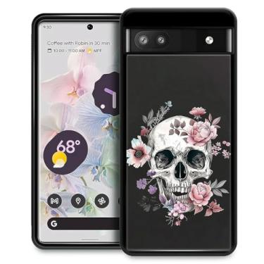 Imagem de Goodsprout Compatível com Google Pixel 6A, crânio branco rosa rosa design padrão incrível à prova de choque anti-arranhões capa traseira rígida PC para Google Pixel 6A