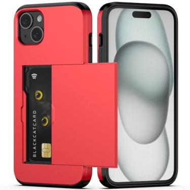 Imagem de Nvollnoe Capa compatível com iPhone 15 Plus com porta-cartões, capa protetora de camada dupla resistente à prova de choque com compartimento para cartão oculto, carteira fina para mulheres e homens de
