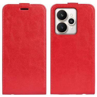 Imagem de XZDWH Capa para Oppo Realme 15 5G, Slim Vertical Flip Folio Capa Protetora de Couro PU Fecho Magnético com Slot para Cartão para Oppo Realme 15 Pro 5G (Vermelho, para Realme 15 Pro 5G)