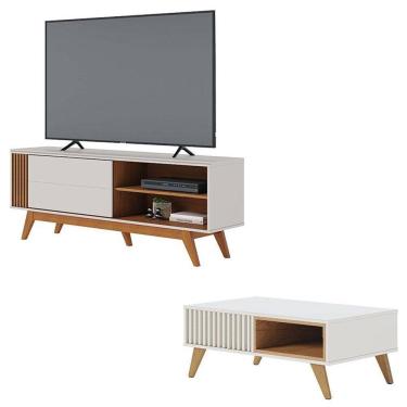 Imagem de Rack Bancada Otawa com Mesa de Centro Jeri Off White Freijó - Colibri