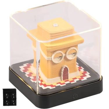 Imagem de KHZSPP Calendário, calendário de mesa 3D 2025, bloco de notas de calendário de arte 3D, novo calendário criativo, bloco de notas de papel 3D com luzes de LED, esculpir em papel de calendário artístico