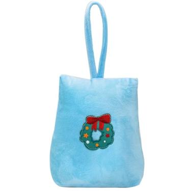 Imagem de CERAYOU Batente de porta decorativo pesado, batente de porta trapézio resistente com alça, protetores de parede de batente de piso de porta de tecido macio, guirlanda de Natal azul claro