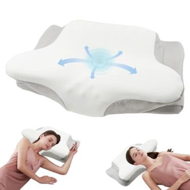 Imagem de ZFLYCANP Travesseiro cervical para pescoço e ombro, alivia a tensão do pescoço e dos ombros, travesseiro ortopédico cervical ergonômico, respirável e confortável para o ombro (estilo 1)