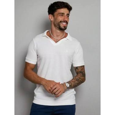 Imagem de Camisa Polo Masculina Trico Algodão Premium - Lifestyle, Branco, G