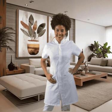 Imagem de Jaleco feminino gabardine acinturado manga curta Blanco Raro, PP