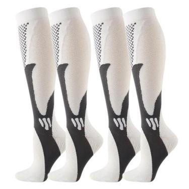 Imagem de Kit 2 Pares Meia De Compressão Esportiva Cano Alto 3/4 Corrida Ciclism