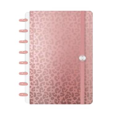 Imagem de Caderno De Disco Iscool Inteligente P Natural Fashion Onça Rosê