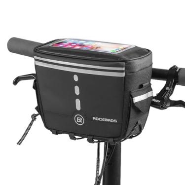 Imagem de ROCKBROS Bolsa para guidão de bicicleta, bolsa de scooter elétrica impermeável 3L com tela sensível ao toque de TPU, bolsa de armazenamento frontal para bicicleta, acessórios de ciclismo para mountain