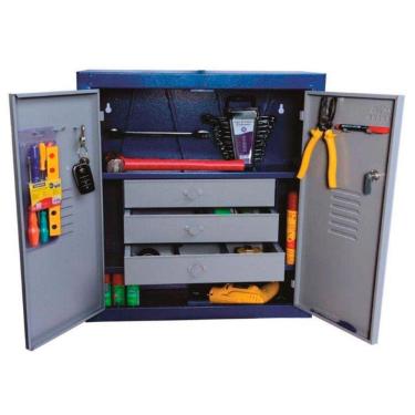 Imagem de Armário Multiuso de Parede ou Chão com Chave Guarda Volume 3 Gavetas N°9 Fercar 