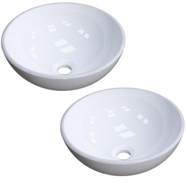 Imagem de Kit 02 Cubas de Apoio 30 cm Redonda C01 Para Banheiro Lavabo R30W Bran