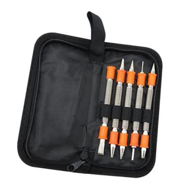 Imagem de Bothyi Conjunto de 5 pregos de mola, conjunto de furador central multifuncional premium portátil de cabeça dupla e de furador de pinos para economia de