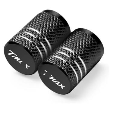 Imagem de Compatível com T-Max 500 TMAX 500 560 TMax 530 Acessórios de motocicleta Tampas de haste de válvula de pneu CNC tampas herméticas à prova de poeira (2 peças preta)
