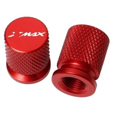 Imagem de Tampas de tampa de haste de válvula de pneu de alumínio CNC para motocicleta compatíveis com Y&AMAHA Xmax 300 250 400 125 Xmax300 Xmax250 XMAX400 Xmax125(vermelho)