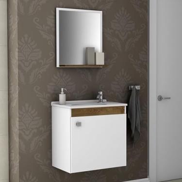 Imagem de Gabinete Banheiro em MDF C/Espelho e Cuba Siena (BRANCO MADEIRA)