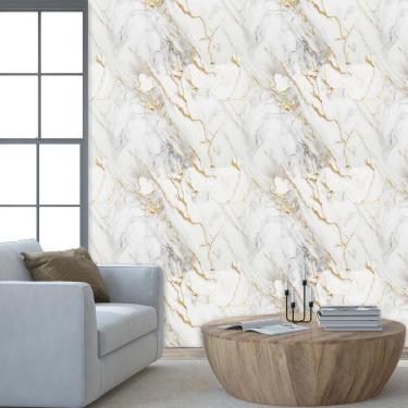 Imagem de Papel Parede Marmore Dourado Cinza Autocolante Sala Cozinha