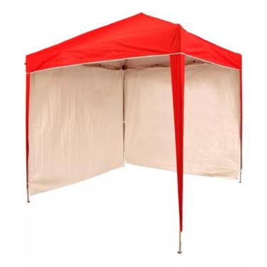 Imagem de Gazebo 2x2 PC Vermelho + 2 Paredes Ráfia Branca - TENDAS WILD