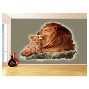 Imagem de Papel De Parede Animais Leão Família Filhotes 3,5M Anm512