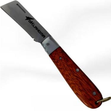 Imagem de Canivete Para Castração Cabo De Madeira Grande Inox Capa Boi - OKLAHOM