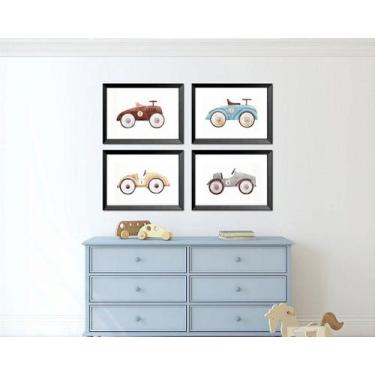 Imagem de Quadro Infantil Decoração Menino Carros - Kit com 4 Molduras - no-bran