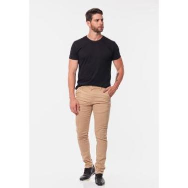 Imagem de Calça masculina Slim em Sarja 7898 caqui claro-Masculino