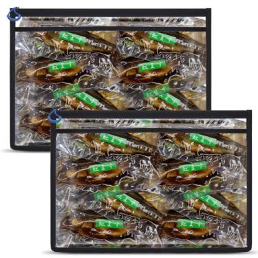 Imagem de Clysee 2 peças de saco de equipamento de pesca transparente saco de armazenamento resistente à água bordas seladas para iscas, iscas, plásticos macios (grande)