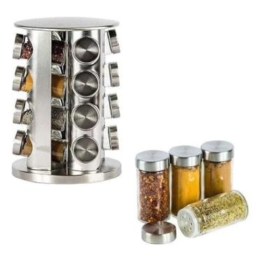 Imagem de Porta Tempero Condimento Giratório 16 Peças Inox