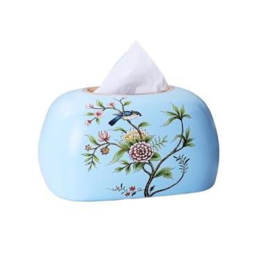 Imagem de Porta-lenços caixa de lenços pássaros e flores padrões vintage para sala de estar mesa suporte de guardanapo de cerâmica suporte de caixa de lenços
