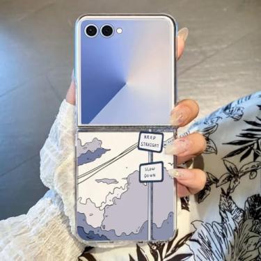 Imagem de Capa para Galaxy Z Flip6 com estampa de corações transparente e rígida dobrável (para Galaxy Z Flip6/A854)