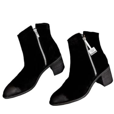 Imagem de Archicolor Sapatos femininos de inverno, sapatos femininos nórdicos minimalistas 100% couro bovino com zíper, bottes femininos, Camurça, 35