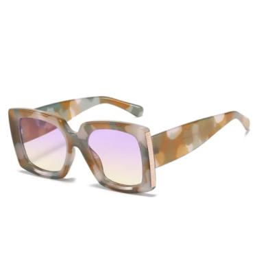 Imagem de Óculos de sol pretos vintage femininos, moda gradiente, luxo, espelhado, prateado, leopardo, masculino (C7)