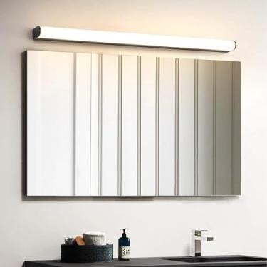 Imagem de Luz de Espelho LED Arandelas de Parede de Banheiro Moderno Longo Arandela de Alumínio Metal Impermeável Iluminação de Parede Interna para Maquiagem Penteadeira Sala de Estar Quarto (Luz Preta Neutra