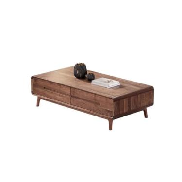 Imagem de Mesa de centro moderna de 120 cm, mesa de centro minimalista em madeira maciça, móvel social de nogueira para casa, adequada para entretenimento, negociações e reuniões, mesa auxiliar de café (120 x