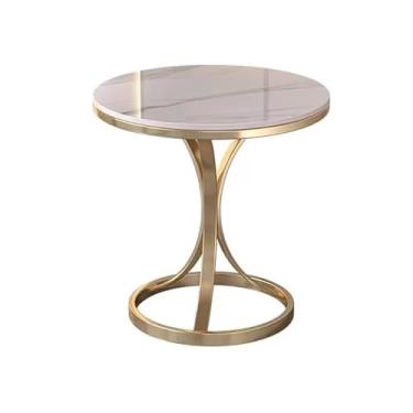 Imagem de Mesa auxiliar mesa auxiliar de laje de rocha sala de estar laje de rocha mesa de centro pequena sofá mesa de canto varanda móvel simples mesa redonda pequena armário auxiliar mesa auxiliar para sofá