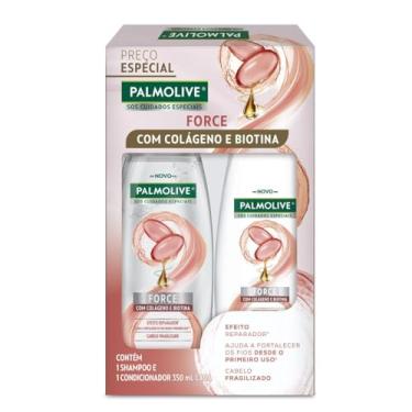 Imagem de Palmolive Shampoo e Condicionador Kit SOS Cuidados Especiais Force com colágeno e biotina 350ml Shampoo + Condicionador