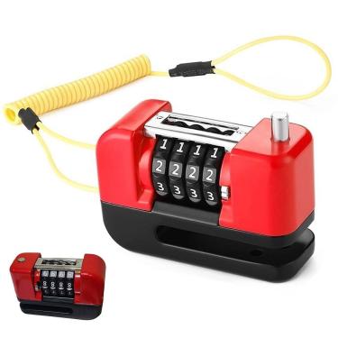 Imagem de Trava de Disco Freio Senha 4 digitos Antifurto Moto Motocicleta Bike Bicicleta Cadeado Segurança Resistente Proteçao