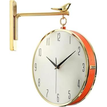 Imagem de WYUYIWH Relógio de parede arte moderna relógio de parede dupla face relógio de parede de luxo design moderno relógios de dupla face decoração de casa decoração nórdica de sala de estar, B