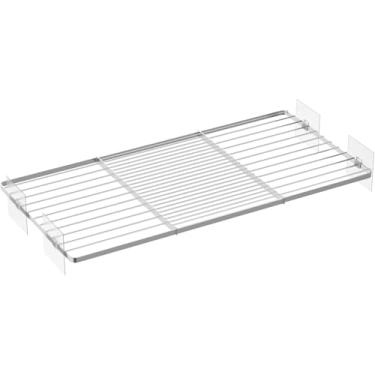 Imagem de SlimmKISS Divisor de prateleira de armário ajustável, separador de armário de prateleira suspensa de metal expansível para armário, armário, armário, banheiro, quarto (prata, 30 cm P x 43 cm - 78 cm L