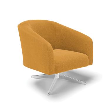 Imagem de Poltrona Decorativa Base Giratória Cromada Stella Bouclê Mostarda D03 - D'Rossi