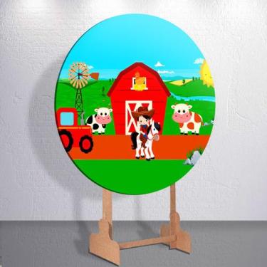 Imagem de Painel Tema Fazenda Animais Capa Grande e Mini Redondoda Estampa Subli