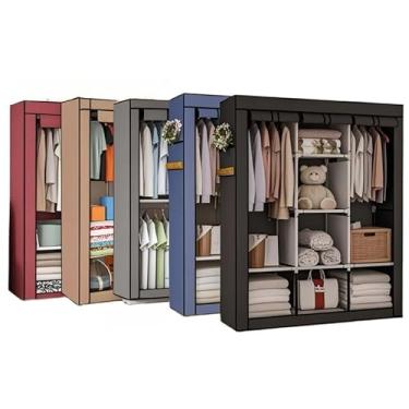 Imagem de Guarda Roupa Dobrável Portátil Organizador De Roupas com Ziper Armário Multifuncional para Roupas (AZUL,GUARDA ROUPA CASAL)