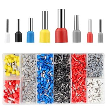 Imagem de Conjunto de terminais de prensa a frio, conectores de garfo pré-isolado/tipo O, mola/tubo, fiação elétrica automotiva de narizes de fio de cobre (E-Tube 1200 peças)