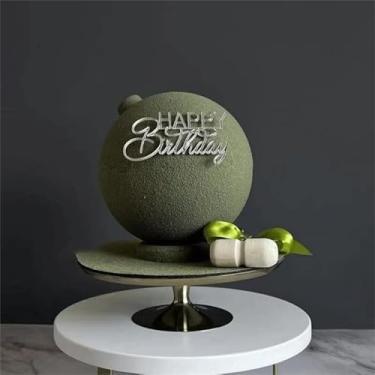 Imagem de LZGXZF Happy Birthday Cake Toppers Custom Cake Topper Acrylic Silvery Birthday Anniversary Party Favors Decorations Oh Baby Cake Topper for Boys and Girls for Party Supplies