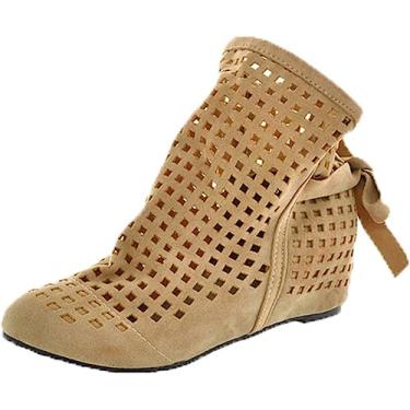 Imagem de Botas femininas curtas de anabela, botas quentes de inverno, botas de neve para uso ao ar livre, Bege, 37 BR