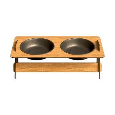 Imagem de Comedouros Para Pets de Pequeno Porte Bebedouro e Comedouro Pet Elevado em MDF(2 MARROM)