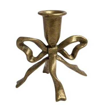 Imagem de Castiçal de metal com arco cônico 12,7 cm A x 4,81 L, dourado, preto, castiçais decorativos para peça central, mesa, cornija, casamento (ouro antigo)