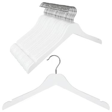 Imagem de Cabides de madeira TOPIA HANGER White, pacote com 30, para camisa e ca
