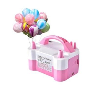 Imagem de Bomba Elétrica para Encher Balões, Inflador Duplo para Festas e Decorações, Rosa, 110V/220V, com Sistema de Inflagem Rápida